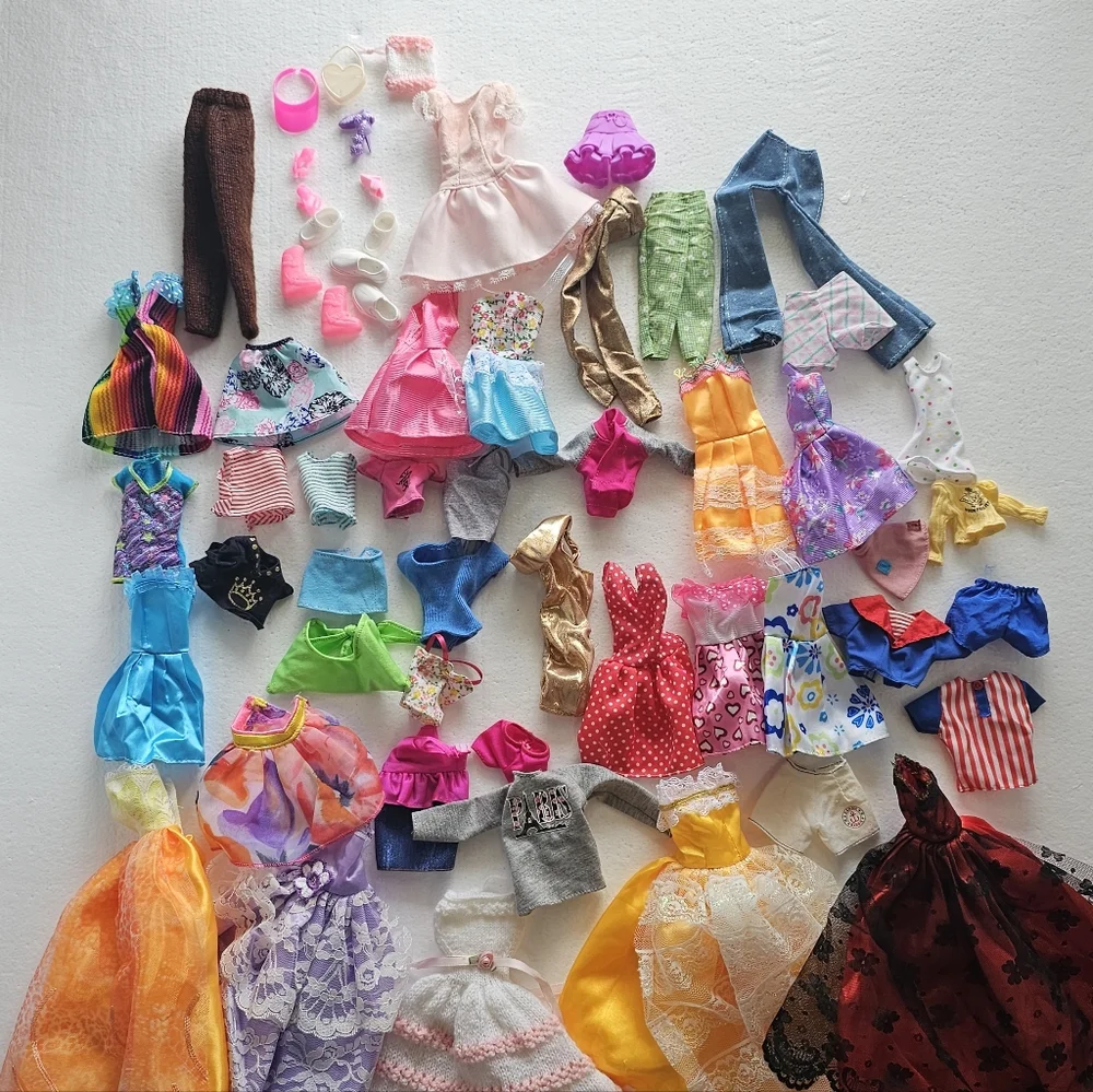 Barbie Doll Dress Collection Pink, Blue, Yellow, Red Lot Bundle Clothes Dresses - Picture 2 of 11